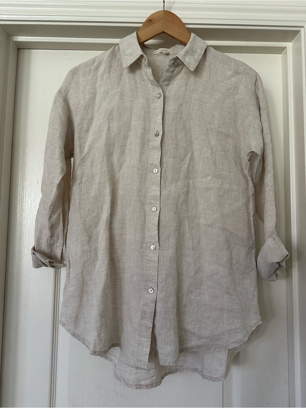 Eileen Fisher Relaxed Linen Button-Up Shirt in Natural - XS
